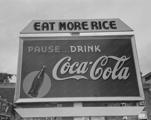 Eat More Rice Drink Coca Cola Sign 1938 8x10 Reprint Of Old Photo - Photoseeum