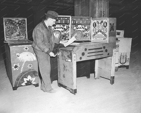 United Pinball Machine Singapore and Tropicana 1940s 8x10 Reprint Of Old Photo - Photoseeum