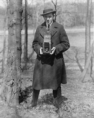 Photographer With Camera In Woods 1915 Vintage 8x10 Reprint Of Old Photo - Photoseeum