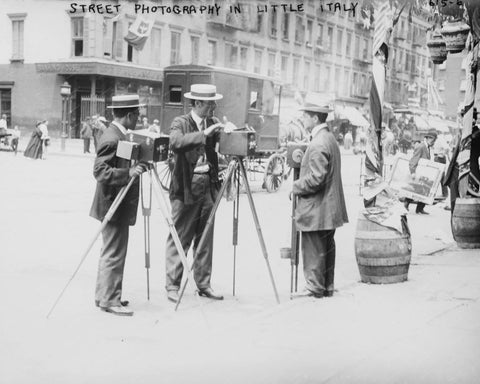 Three Camera Men Littly Italy NY Vintage 8x10 Reprint Of Old Photo - Photoseeum