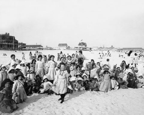 Children Rockaway Beach NY 1903 Vintage 8x10 Reprint Of Old Photo - Photoseeum