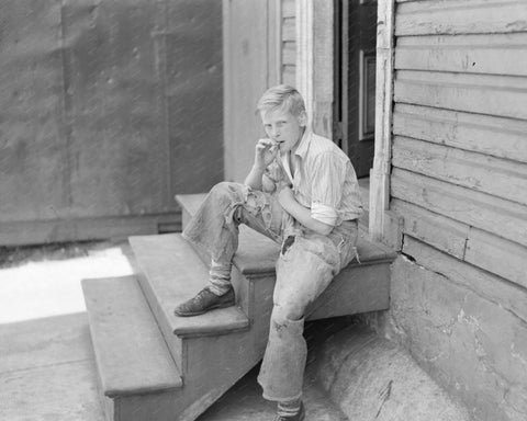 Farm Boy Smoking 8x10 Reprint Of Old Photo - Photoseeum