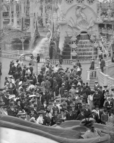 Coney Island People Watching Slide Ride Luna Park  8x10 Reprint Of Old  Photo - Photoseeum