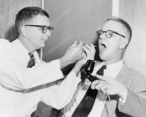 Dr Injects Needle Into Patients Mouth Vintage 8x10 Reprint Of Old Photo - Photoseeum