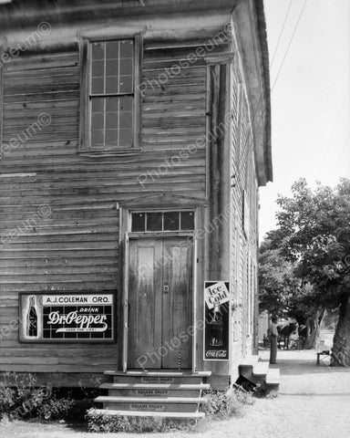 AJ Coleman General Store Dr Pepper Sign 1937 Vintage 8x10 Reprint Of Old Photo - Photoseeum