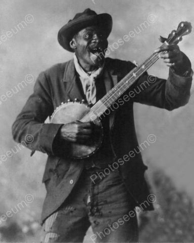 Happy John Black Plays Banjo 1890s 8x10 Reprint Of Old Photo - Photoseeum