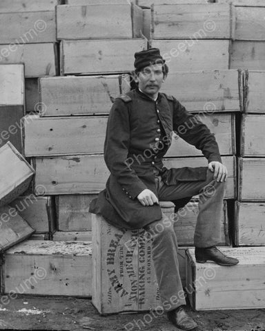 Civil War Soldier Sitting On Army Bread 1863 Vintage 8x10 Reprint Of Old Photo - Photoseeum