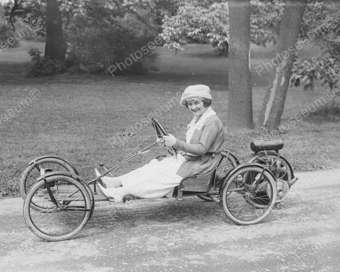 Woman Rides Vintage Go Cart 1900s 8x10 Reprint Of Old Photo - Photoseeum