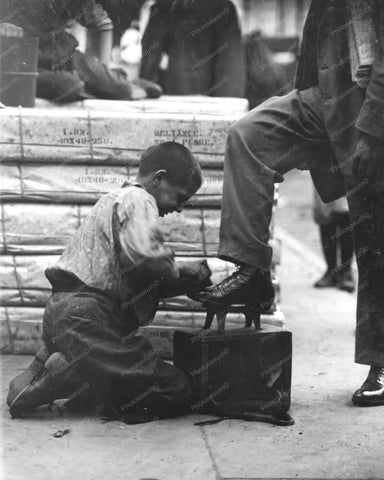 Bootblack Shoeshine Boy At Work Vintage 8x10 Reprint Of Old Photo - Photoseeum