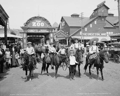 Boys Ride Ponies At Coney Island Zoo 8x10 Reprint Of Old Photo - Photoseeum