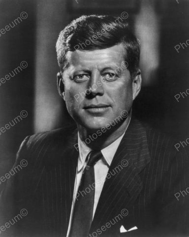 U.S. President John Kennedy Portrait Vintage 1960s Reprint 8x10 Old Photo - Photoseeum
