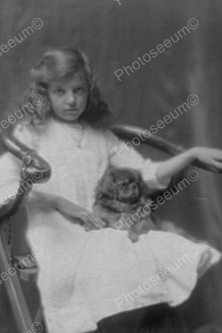 Beautiful Victorian Girl With Puppy 4x6 Reprint Of Old Photo - Photoseeum