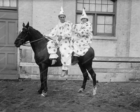 Clowns On Horse Circa 1910s 8x10 Reprint Of Old Photo - Photoseeum