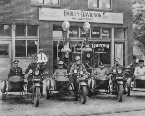 Harley Davidson 1920's Dealership Pa - Police On Bikes 8x10 Reprint Of Old Photo - Photoseeum
