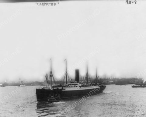 Steamship Carpathia At Sea & 2 Tugboats 8x10 Reprint Of Old Photo - Photoseeum