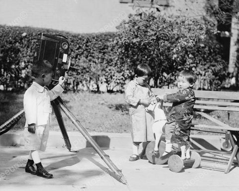 Children Playing With Movie Camera Vintage 8x10 Reprint Of Old Photo - Photoseeum