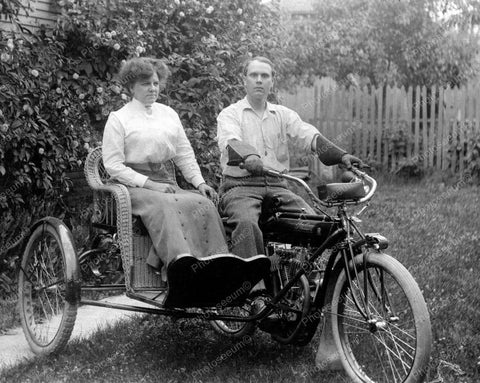 Indian Motorcycle With Sidecar 1905 Vintage 8x10 Reprint Of Old Photo - Photoseeum
