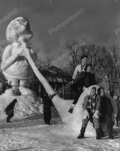 Huge Winter Carnival Ice Sculpture! 8x10 Reprint Of Old Photo - Photoseeum