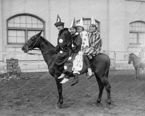 4  Clowns On Horse! Circa 1910s Vintage 8x10 Reprint Of Old Photo - Photoseeum