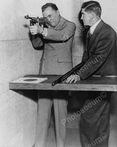 J Edgar Hoover Learns To Use Machine Gun 8x10 Reprint Of Old Photo - Photoseeum