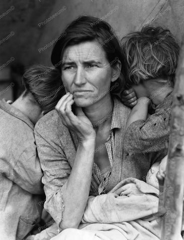 Sad Migrant Mother With Crying Children 8x10 Reprint Of Old Photo - Photoseeum