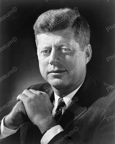 U.S. President  Kennedy In Thoughtful Pose Vintage 1960s Reprint 8x10 Old Photo - Photoseeum