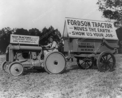 Lady Rides Antique Fordson Tractor 8x10 Reprint Of Old Photo - Photoseeum