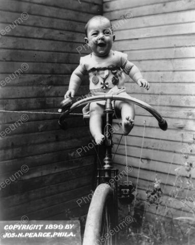 Baby Bike Riding 1899 Vintage 8x10 Reprint Of Old Photo - Photoseeum