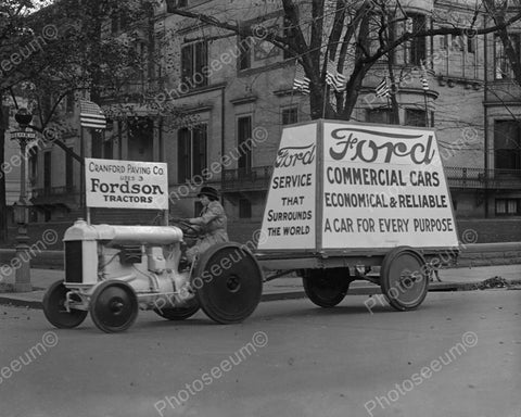 Fordson Tractor Pulling Advertising Float 1922 Vintage 8x10 Reprint Of Old Photo - Photoseeum