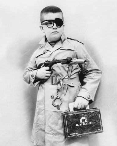 Boy Dressed Up As Agent Man From Uncle 8x10 Reprint Of Old Photo - Photoseeum
