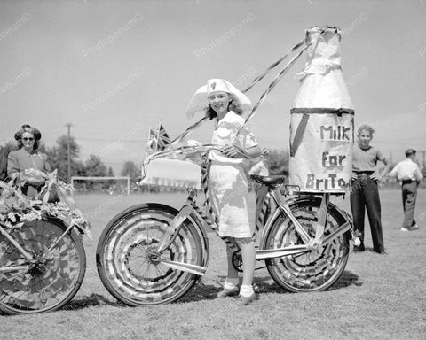Bicycle Nurse Milk For Briton Vintage 8x10 Reprint Of Old Photo - Photoseeum