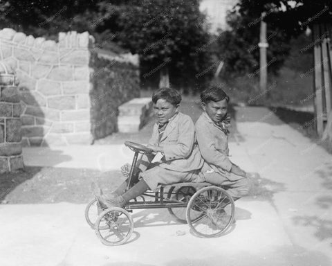 Simplico & Luicio Sodiria With Pedal Car 8x10 Reprint Of Old Photo - Photoseeum