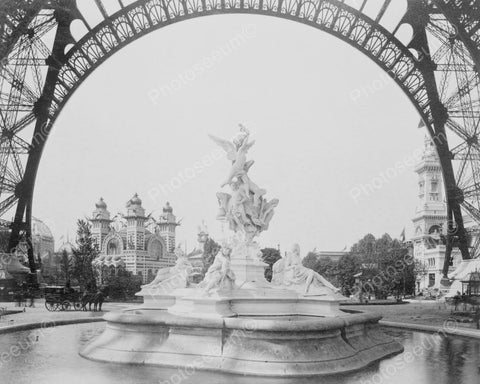 Eiffel Tower St Vidal Beautiful Fountain 8x10 Reprint Of Old Photo - Photoseeum