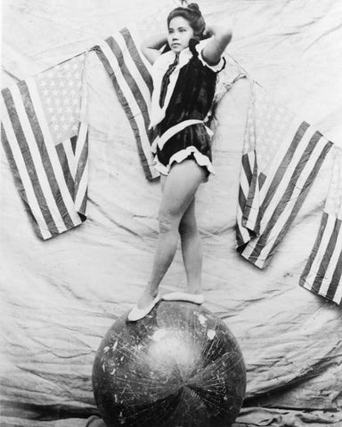 Circus Acrobat Girl Stands On Ball! 8x10 Reprint Of Old Photo - Photoseeum