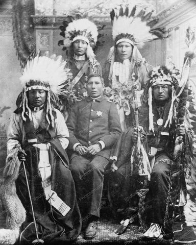 Chief Of Police With Indian Tribe 8x10 Reprint Of Old Photo - Photoseeum