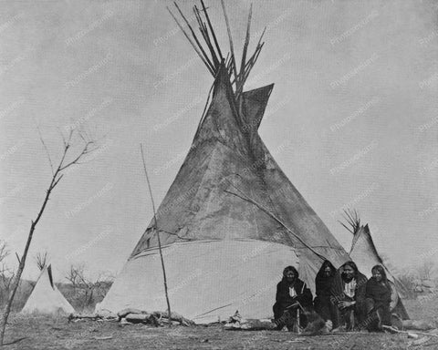 Comanche Indians Pose In Front of Tepee 8x10 Reprint Of Old Photo - Photoseeum
