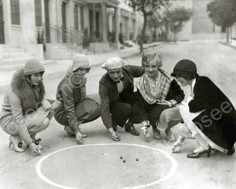 Group Of People Playing Marble Game Vintage 8x10 Reprint Of Old Photo - Photoseeum