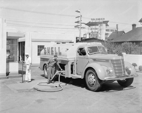 Shell Oil Truck Gas Station 1937 Vintage 8x10 Reprint Of Old Photo - Photoseeum