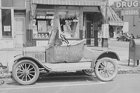 Antique Auto Parked At  Store 4x6 Reprint Of Old Photo - Photoseeum