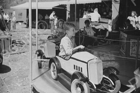 Small Boy Rides Merry Go Round Car 4x6 Reprint Of Old Photo - Photoseeum