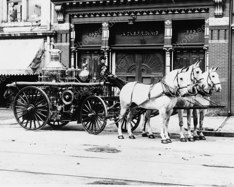 Antique Horse Drawn Fire Wagon 1900s 8x10 Reprint Of Old Photo - Photoseeum