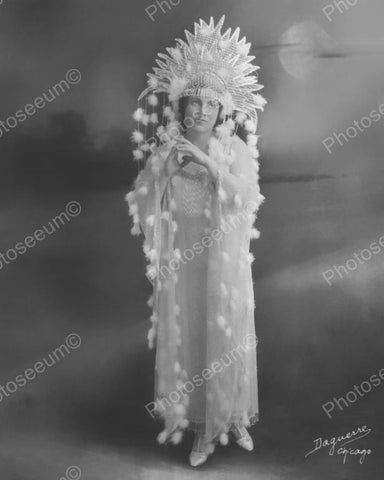 Lady In Feather Dress Vintage 8x10 Reprint Of Old Photo - Photoseeum