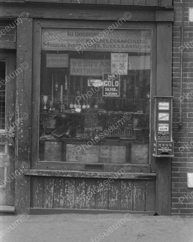 Pawn Shop With Early Gum Vending Machine 1937  Vintage 8x10 Reprint Of Old Photo - Photoseeum