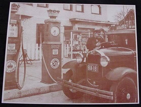 Stanolind Amoco Gas Station Wisconsin Vintage Sepia Card Stock Photo 1930s - Photoseeum
