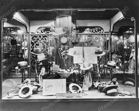 Hats In Haberdasher Store Window 1900s 8x10 Reprint Of Old Photo - Photoseeum