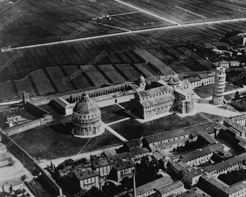 Aerial View Of Leaning Tower Of Pisa 1930 Vintage 8x10 Reprint Of Old Photo - Photoseeum