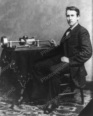 Thomas Edison With Phonograph 1878 8x10 Reprint Of Old Photo - Photoseeum