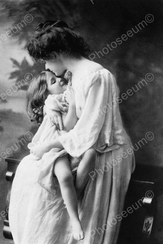 Beautiful Mother Embraces Her Girl! 4x6 Reprint Of Old Photo - Photoseeum