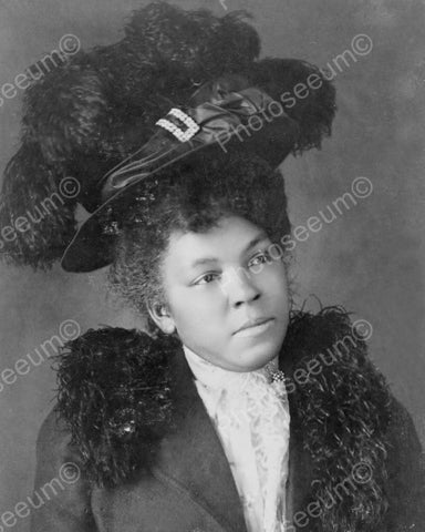 Black Lady In Majestic Feather Hat 1900s 8x10 Reprint Of Old Photo - Photoseeum