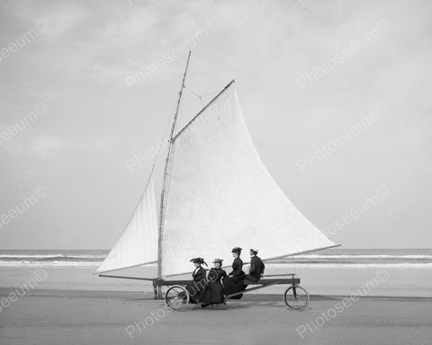 Beach Sand Sailing 1890 Vintage 8x10 Reprint Of Old Photo - Photoseeum